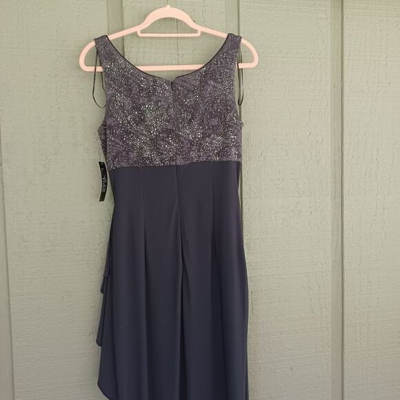 Alex Evenings Knit Jersey Gown Size 6 Draped Glitter Jacquard With Bolero Jacket Alex Evenings Knit Jersey Gown Size 6 Draped Glitter Jacquard With Bolero Jacket